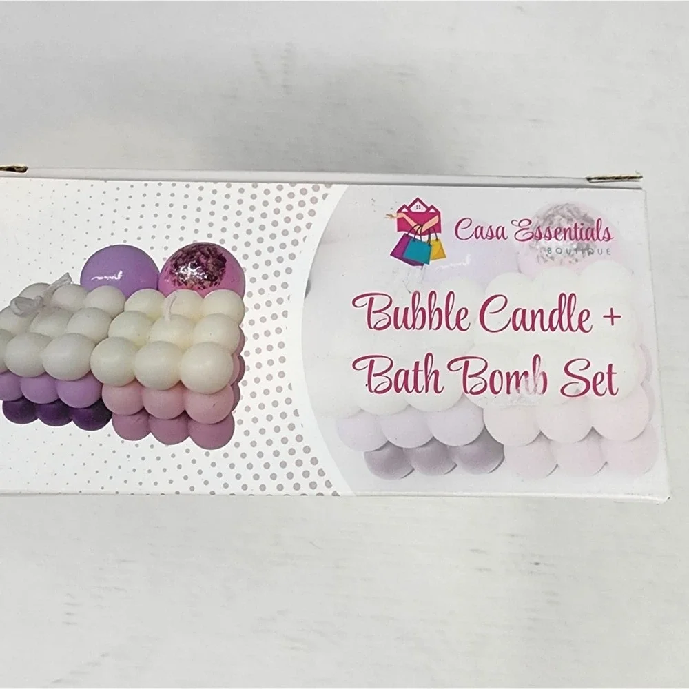 Casa Essentials‎ Bubble Candles & Bath Bomb Gift Set New Box Birthday Christmas